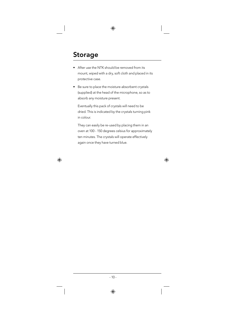 Storage | RODE Microphones NTK User Manual | Page 10 / 12
