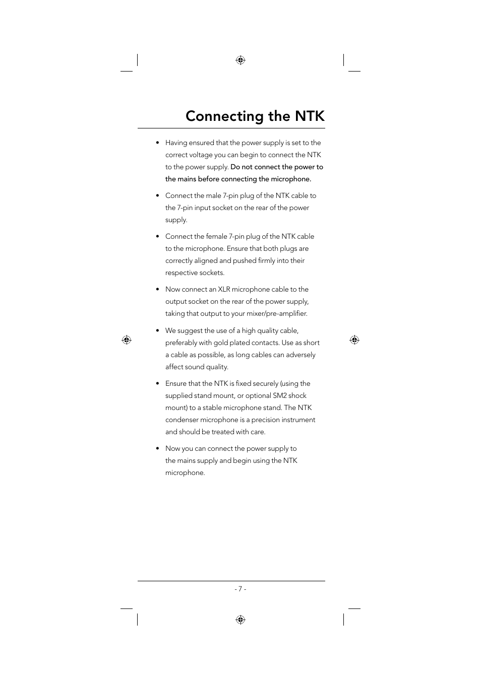 Connecting the ntk | RODE Microphones NTK User Manual | Page 7 / 12