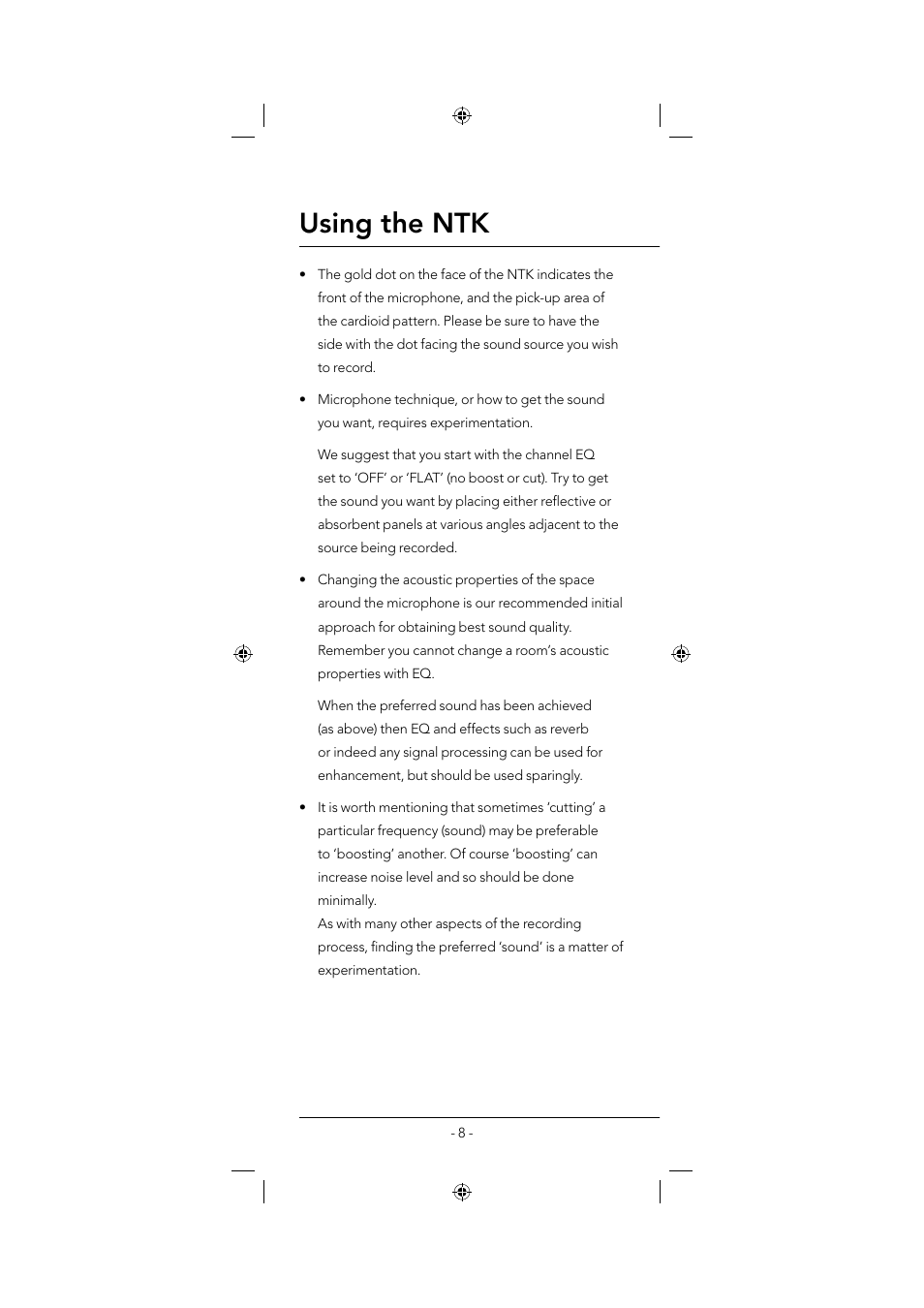 Using the ntk | RODE Microphones NTK User Manual | Page 8 / 12