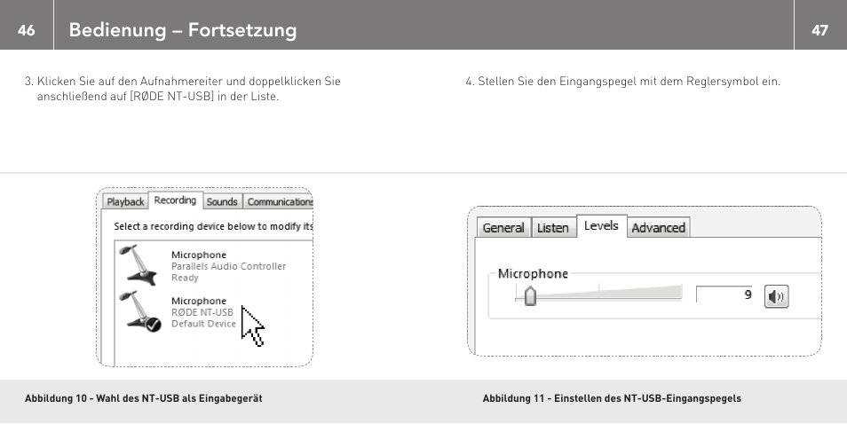 Bedienung – fortsetzung | RODE Microphones NT-USB User Manual | Page 24 / 105
