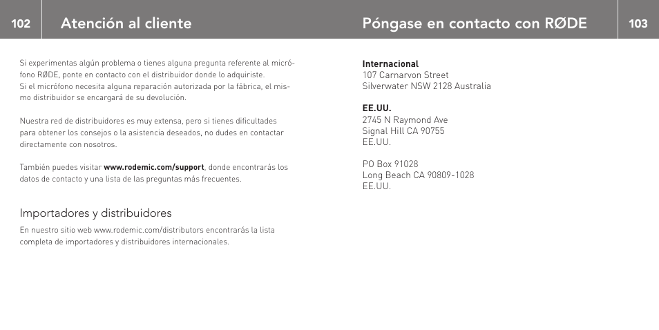 Atención al cliente, Póngase en contacto con røde | RODE Microphones NT-USB User Manual | Page 52 / 105