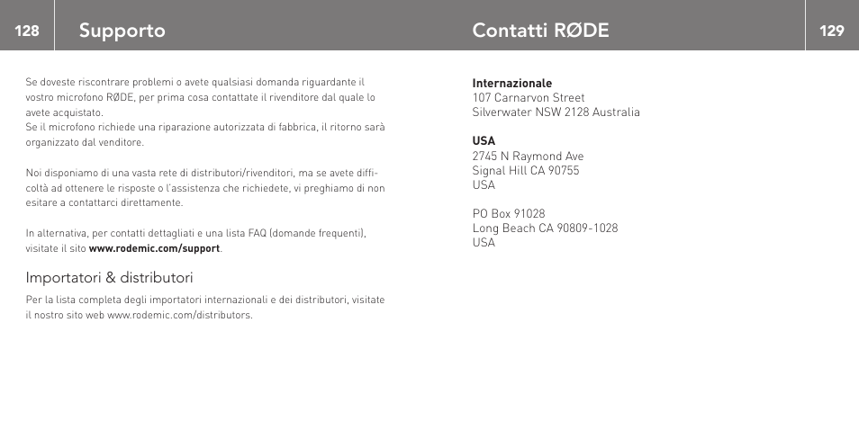 Supporto, Contatti røde | RODE Microphones NT-USB User Manual | Page 65 / 105