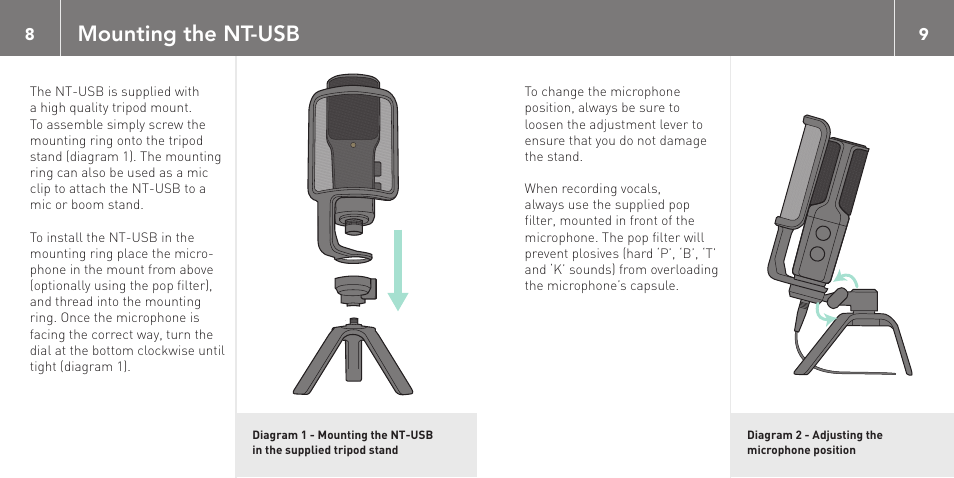 Mounting the nt-usb | RODE Microphones NT-USB User Manual | Page 5 / 13