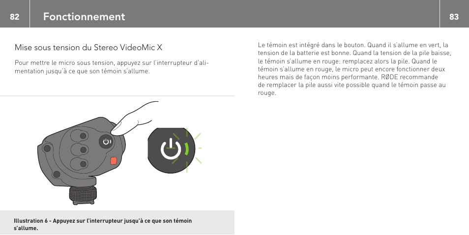 Fonctionnement | RODE Microphones Stereo VideoMic X User Manual | Page 42 / 129