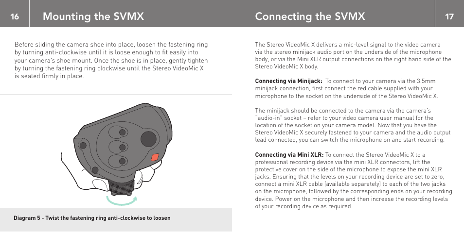 Mounting the svmx, Connecting the svmx | RODE Microphones Stereo VideoMic X User Manual | Page 9 / 129