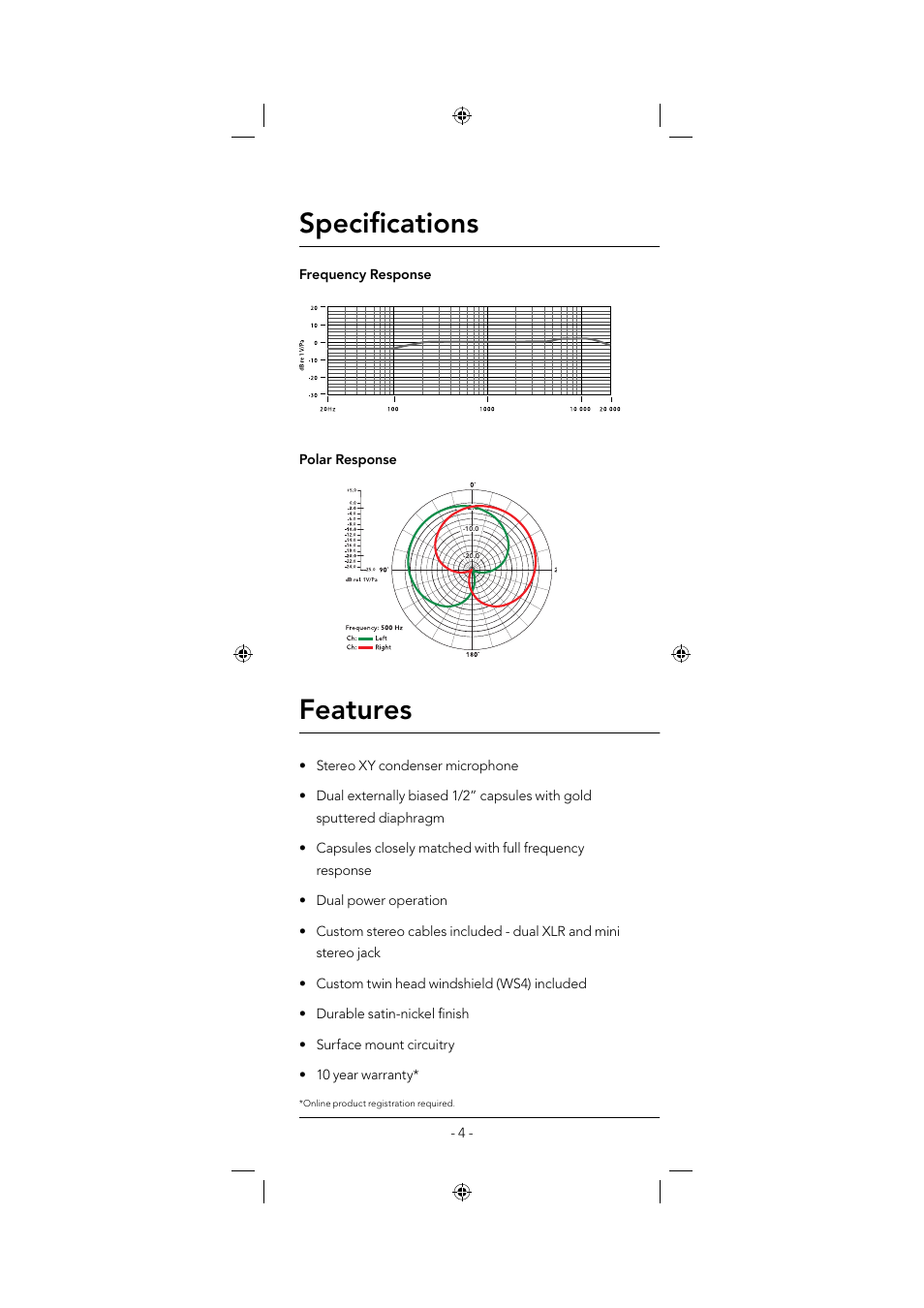 Specifi cations, Features | RODE Microphones NT4 User Manual | Page 4 / 12