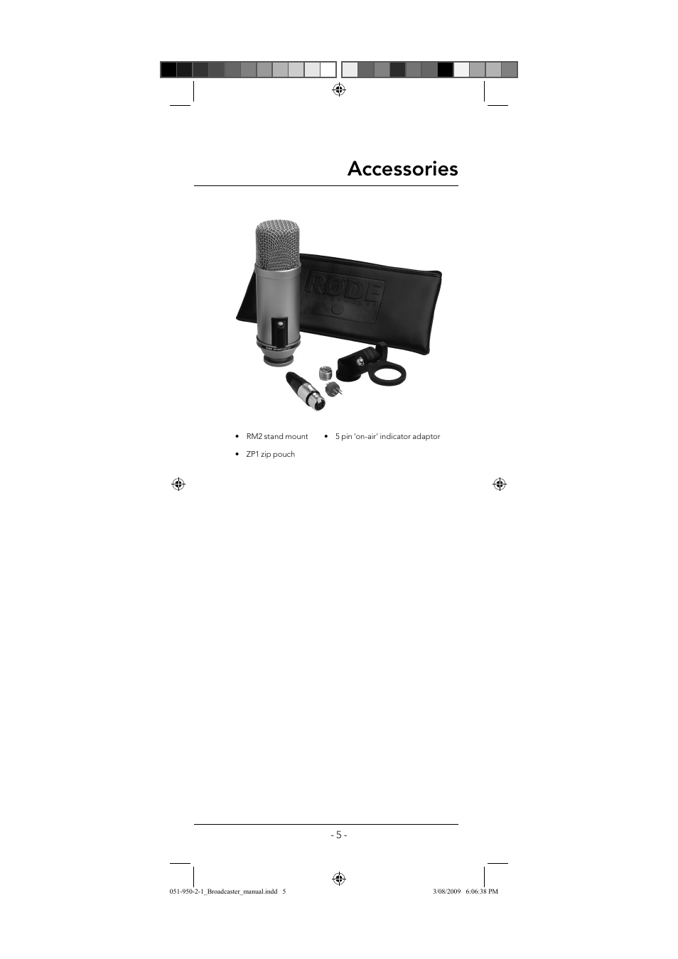Accessories | RODE Microphones Broadcaster User Manual | Page 5 / 12