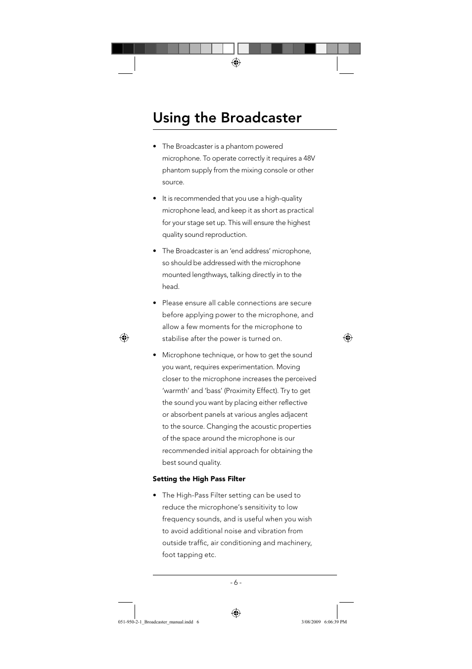 Using the broadcaster | RODE Microphones Broadcaster User Manual | Page 6 / 12