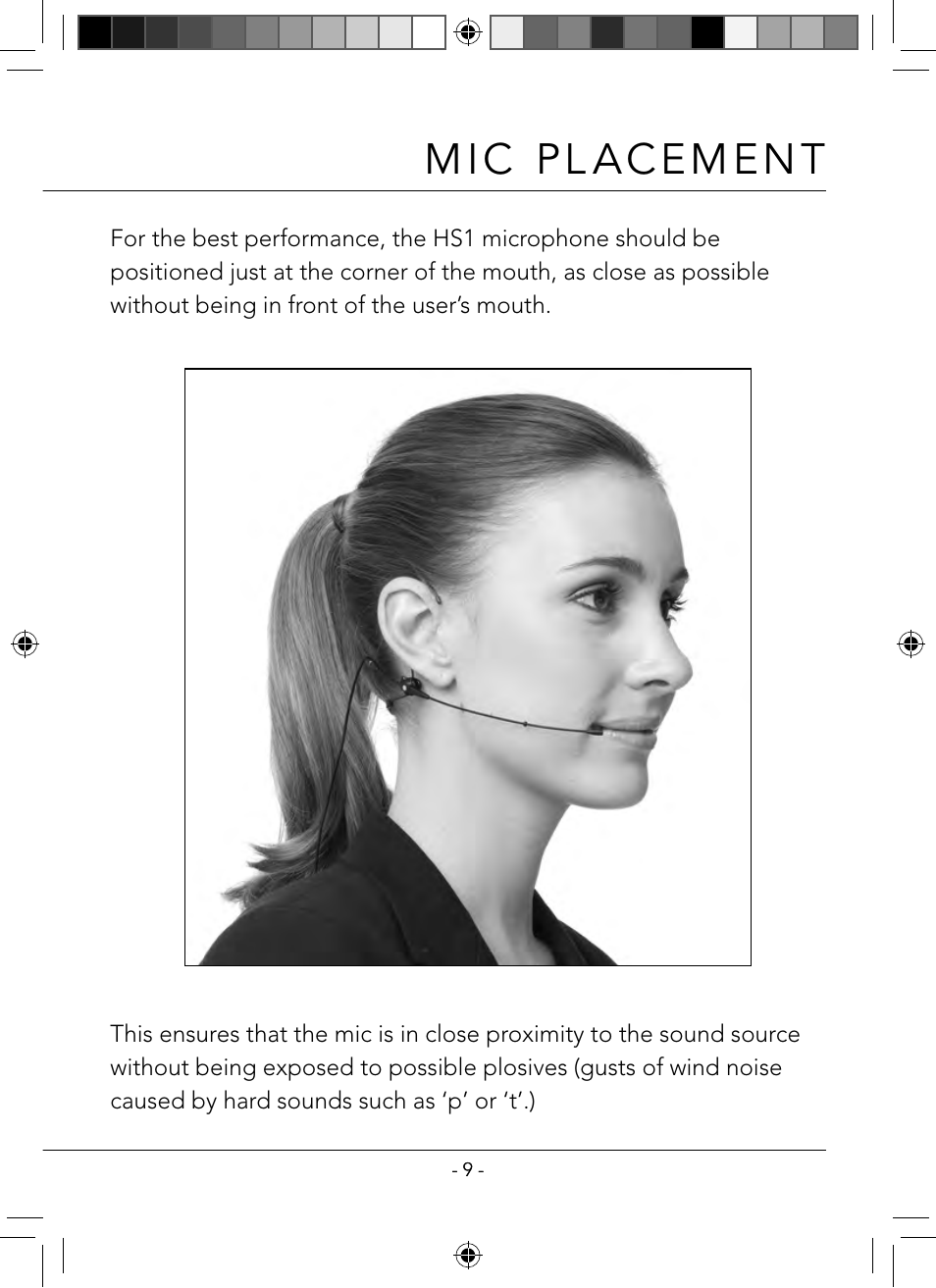 M i c pl ac em en t | RODE Microphones HS1 User Manual | Page 9 / 24