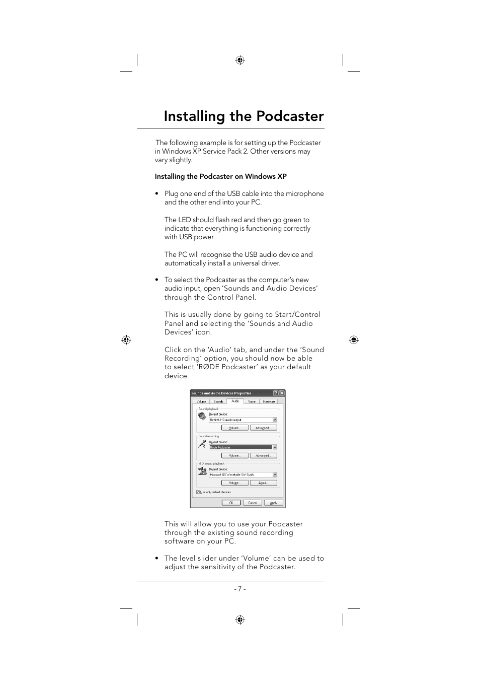 Installing the podcaster | RODE Microphones Podcaster User Manual | Page 7 / 12