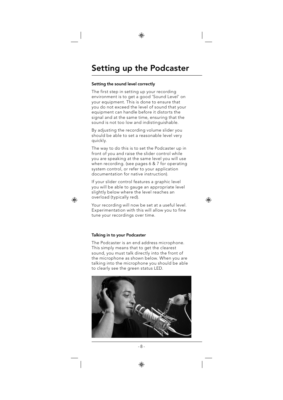 Setting up the podcaster | RODE Microphones Podcaster User Manual | Page 8 / 12