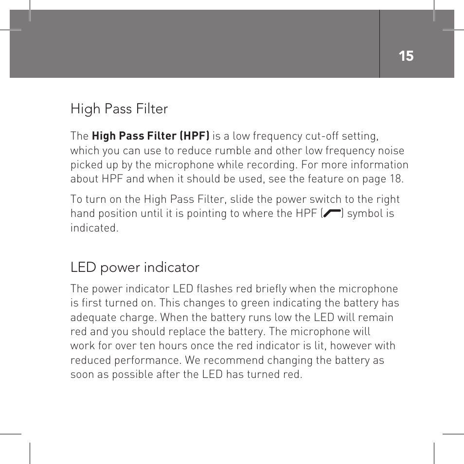 RODE Microphones VideoMic Pro User Manual | Page 15 / 27