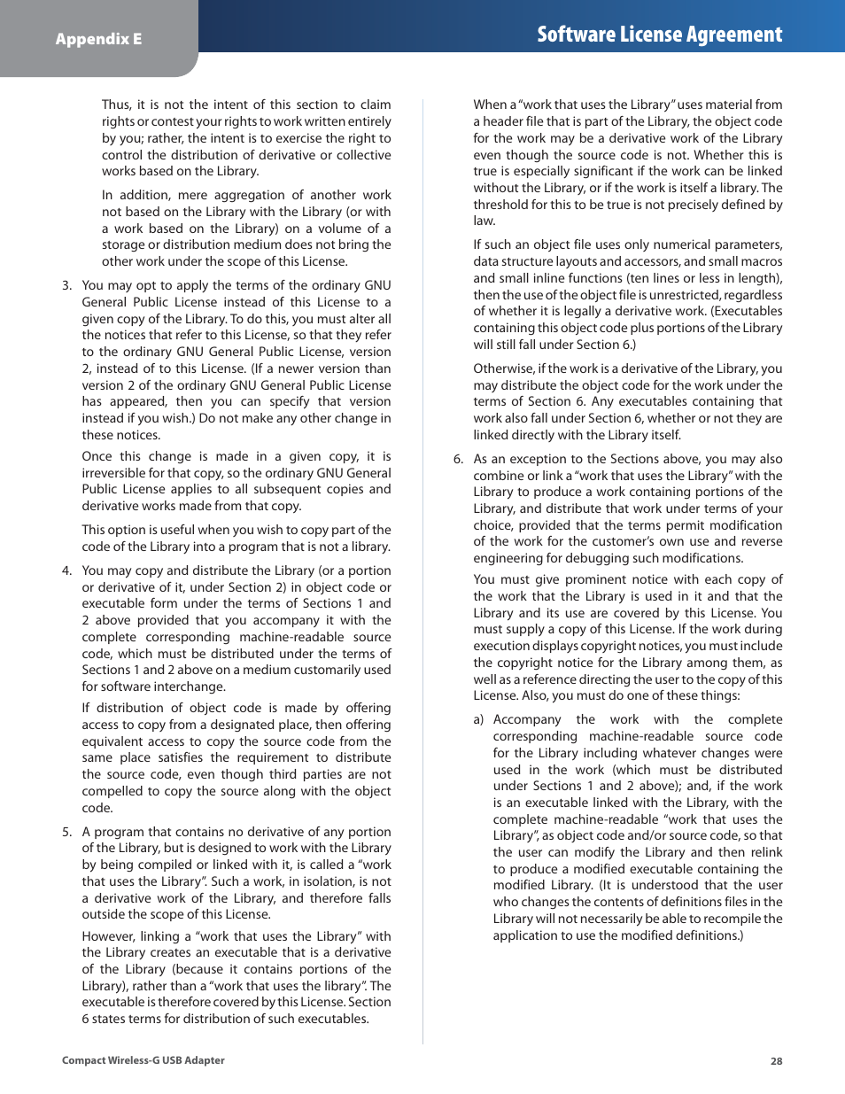 Software license agreement | Cisco WUSB54GC User Manual | Page 29 / 33