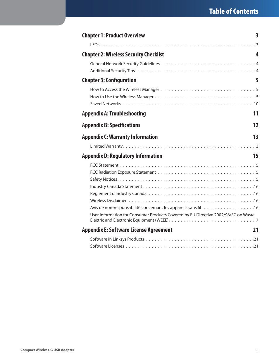 Cisco WUSB54GC User Manual | Page 3 / 33