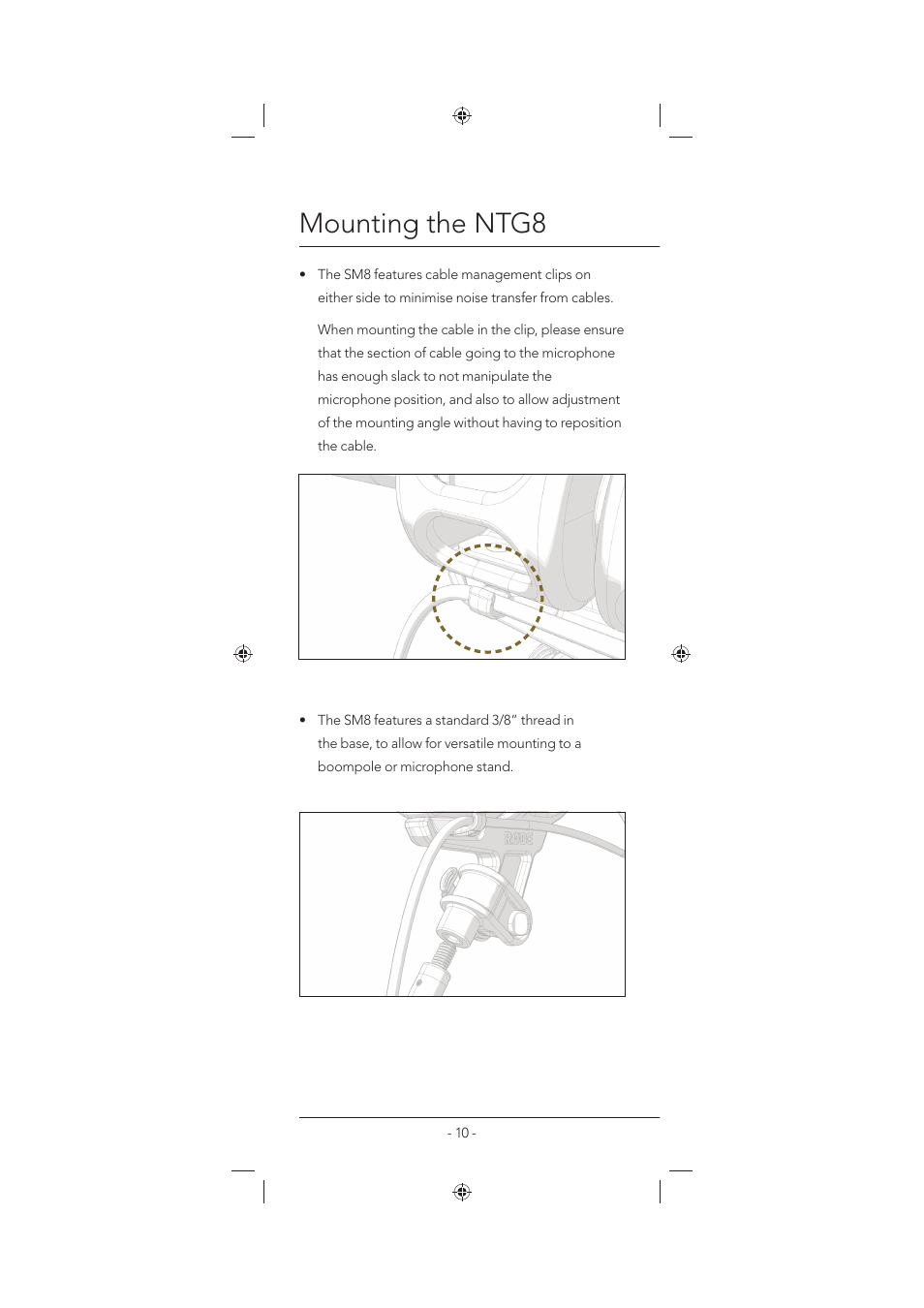 Mounting the ntg8 | RODE Microphones NTG8 User Manual | Page 10 / 12