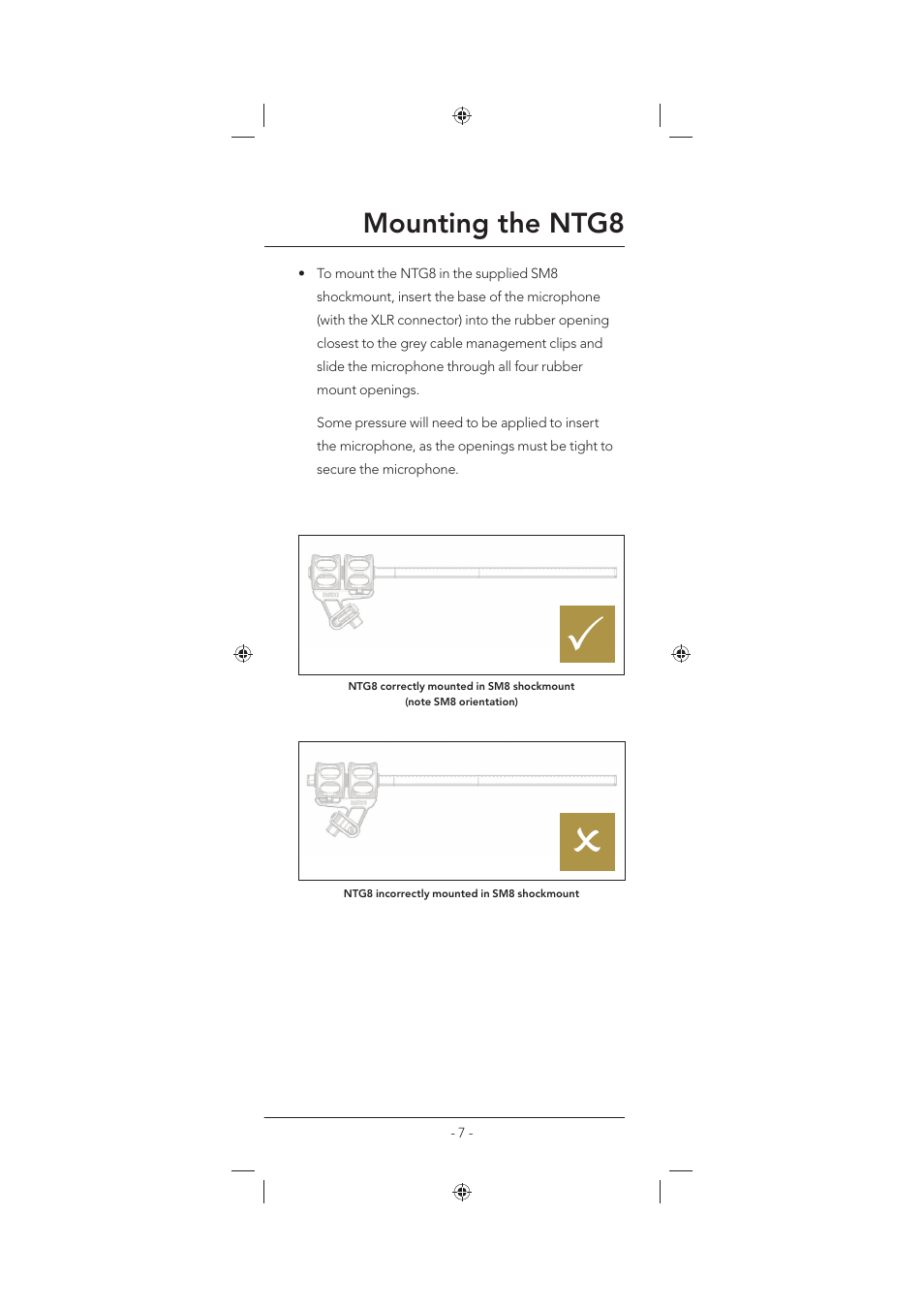 Mounting the ntg8 | RODE Microphones NTG8 User Manual | Page 7 / 12