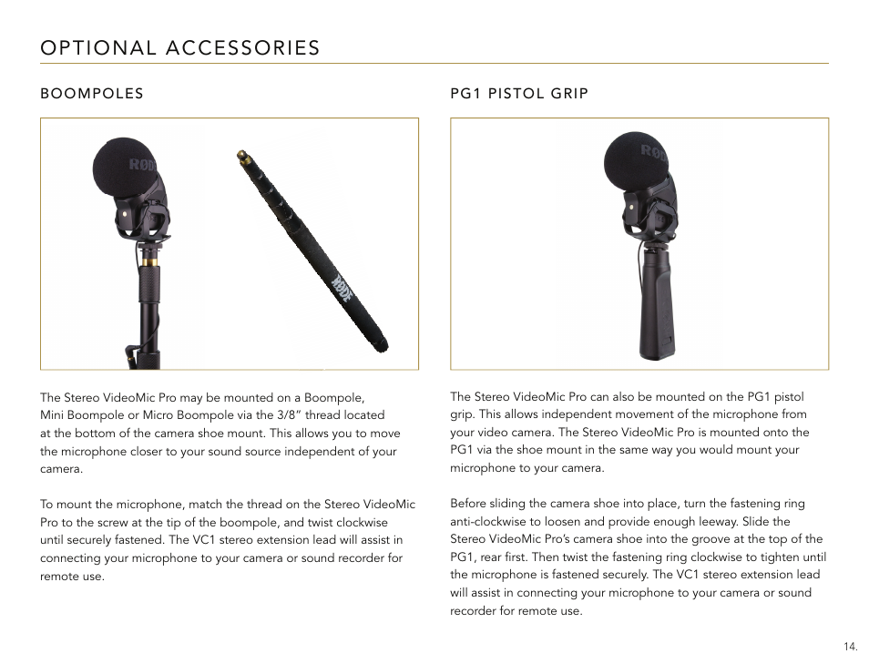 RODE Microphones Stereo VideoMic Pro User Manual | Page 14 / 18