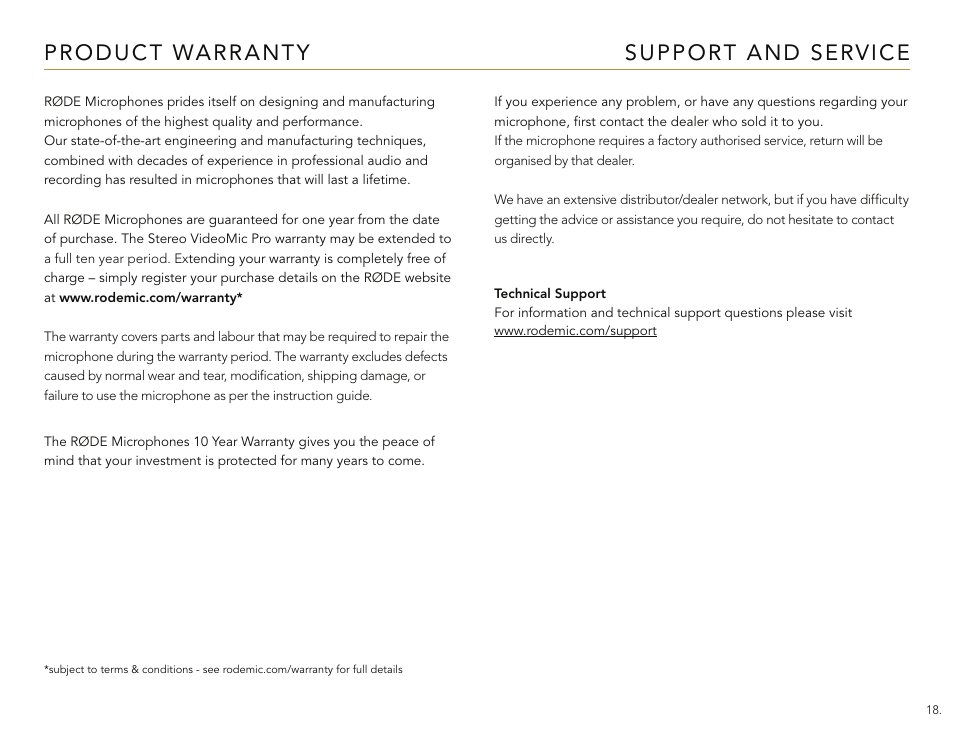 RODE Microphones Stereo VideoMic Pro User Manual | Page 18 / 18