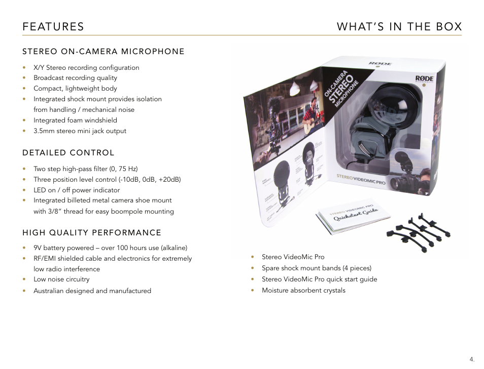 RODE Microphones Stereo VideoMic Pro User Manual | Page 4 / 18