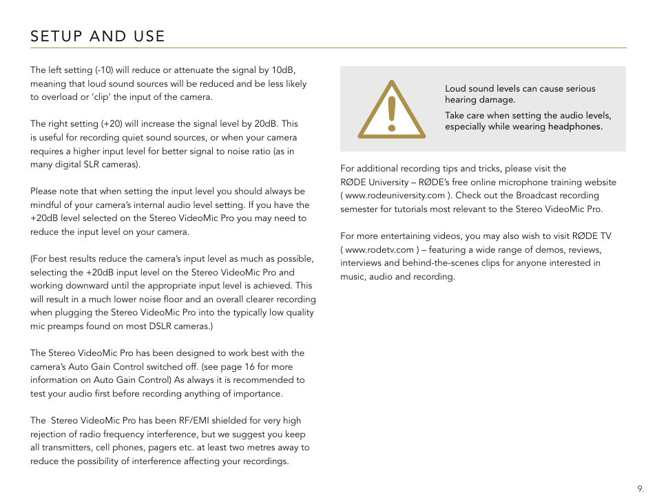 RODE Microphones Stereo VideoMic Pro User Manual | Page 9 / 18