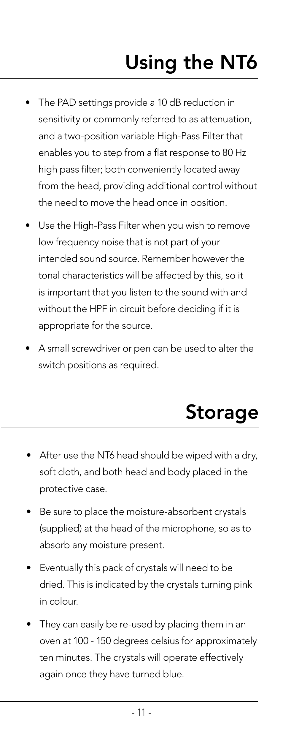 Using the nt6 storage | RODE Microphones NT6 User Manual | Page 11 / 12