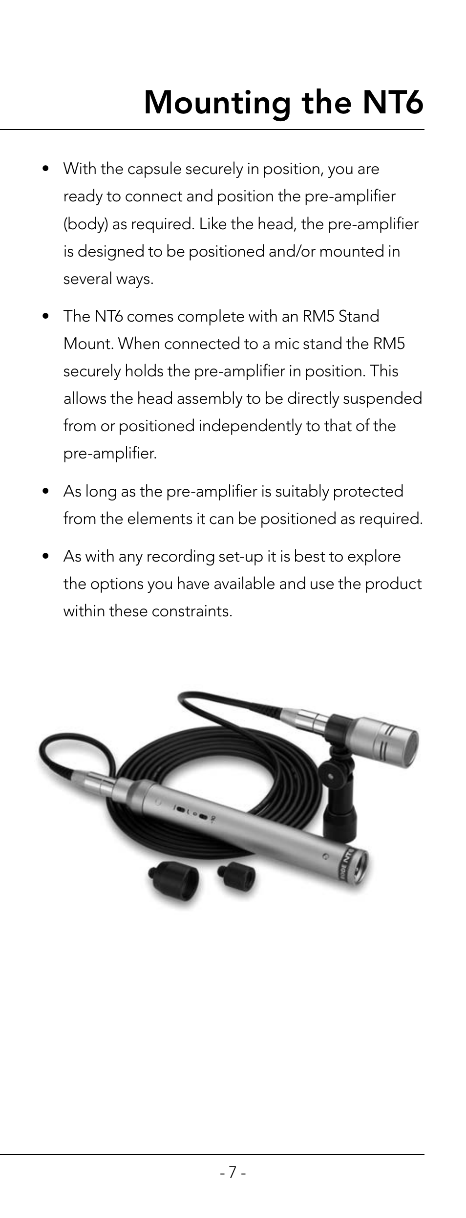 Mounting the nt6 | RODE Microphones NT6 User Manual | Page 7 / 12