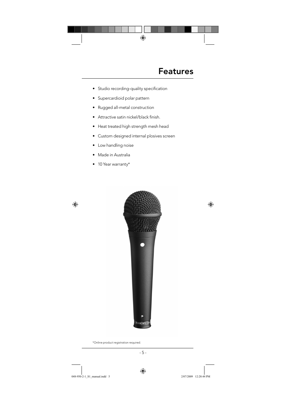 Features | RODE Microphones S1 User Manual | Page 5 / 8