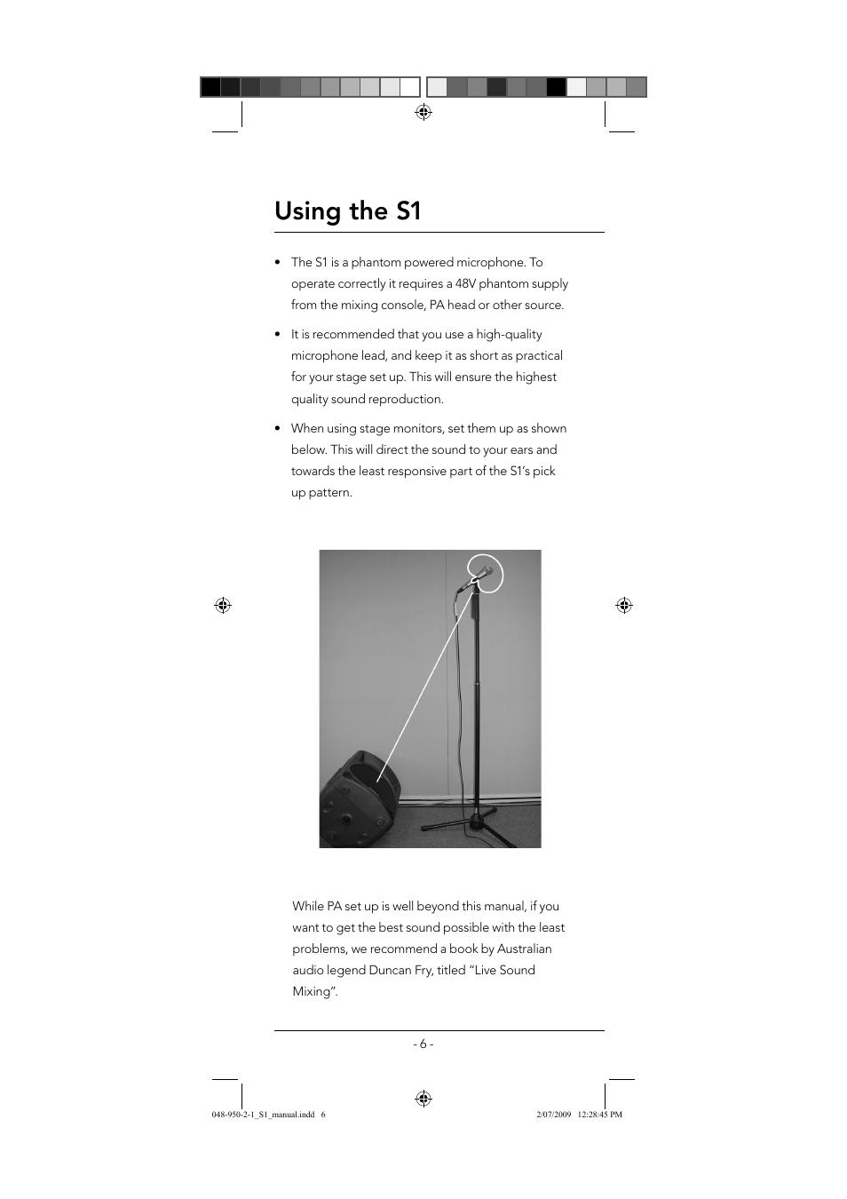 Using the s1 | RODE Microphones S1 User Manual | Page 6 / 8