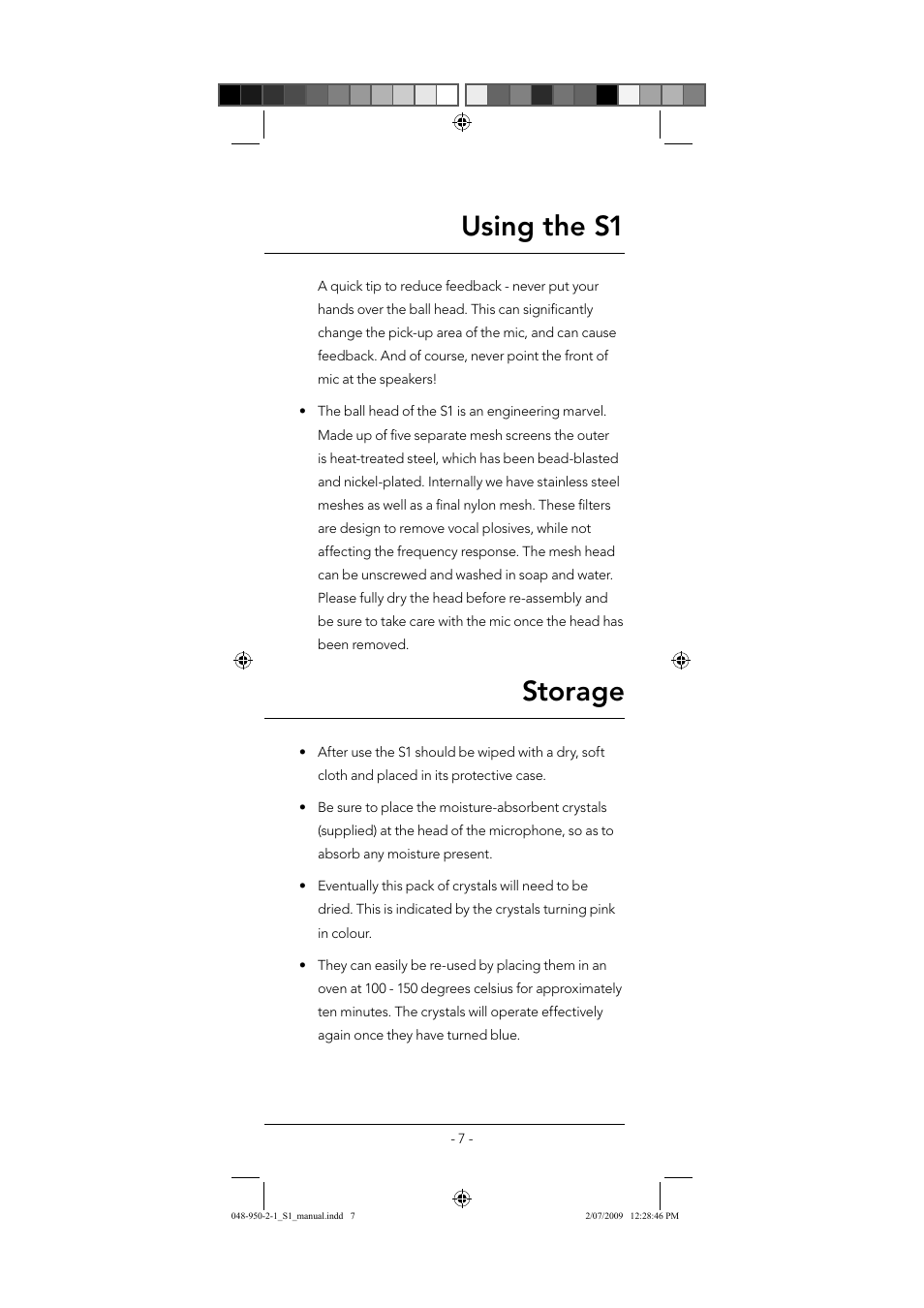 Using the s1 storage | RODE Microphones S1 User Manual | Page 7 / 8