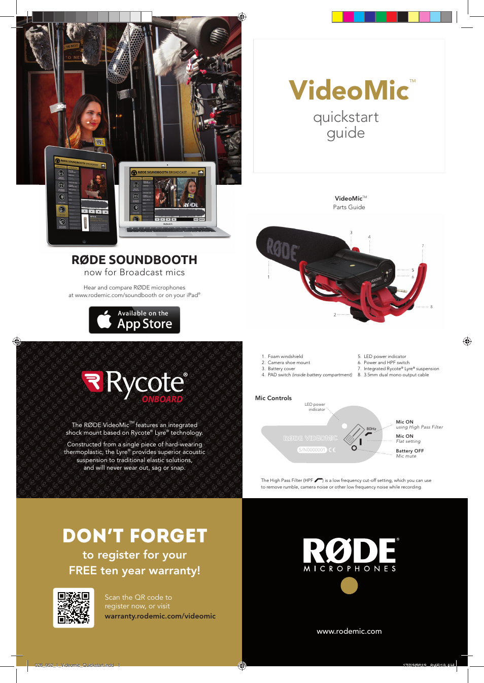 RODE Microphones VideoMic User Manual | 2 pages