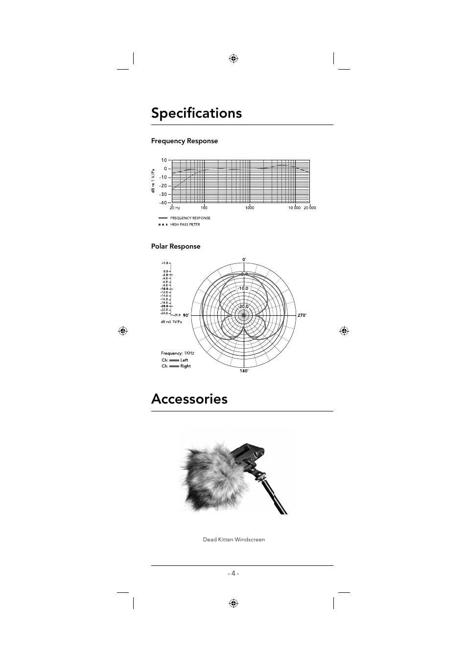 Specifi cations, Accessories | RODE Microphones Stereo VideoMic User Manual | Page 4 / 12