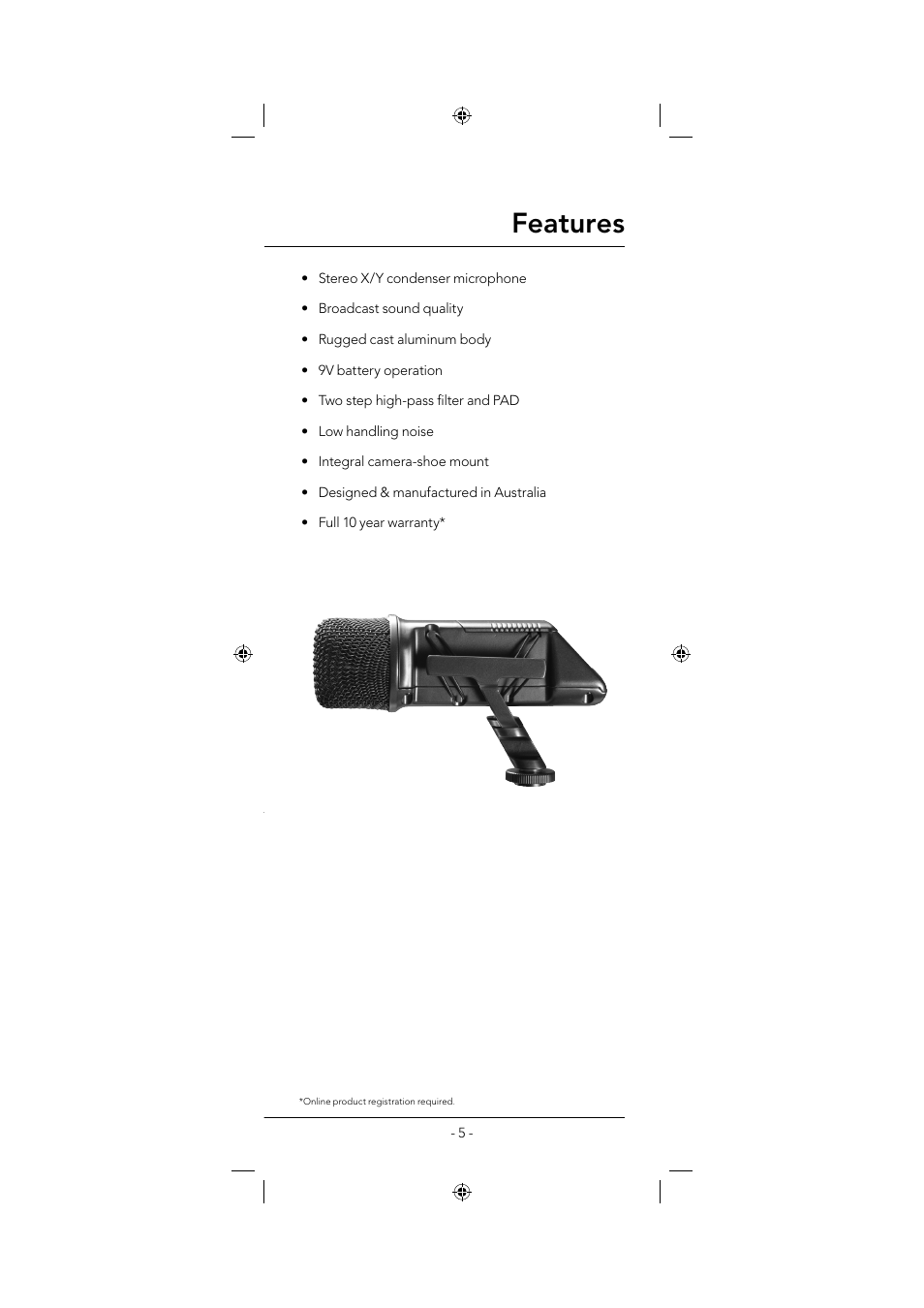 Features | RODE Microphones Stereo VideoMic User Manual | Page 5 / 12
