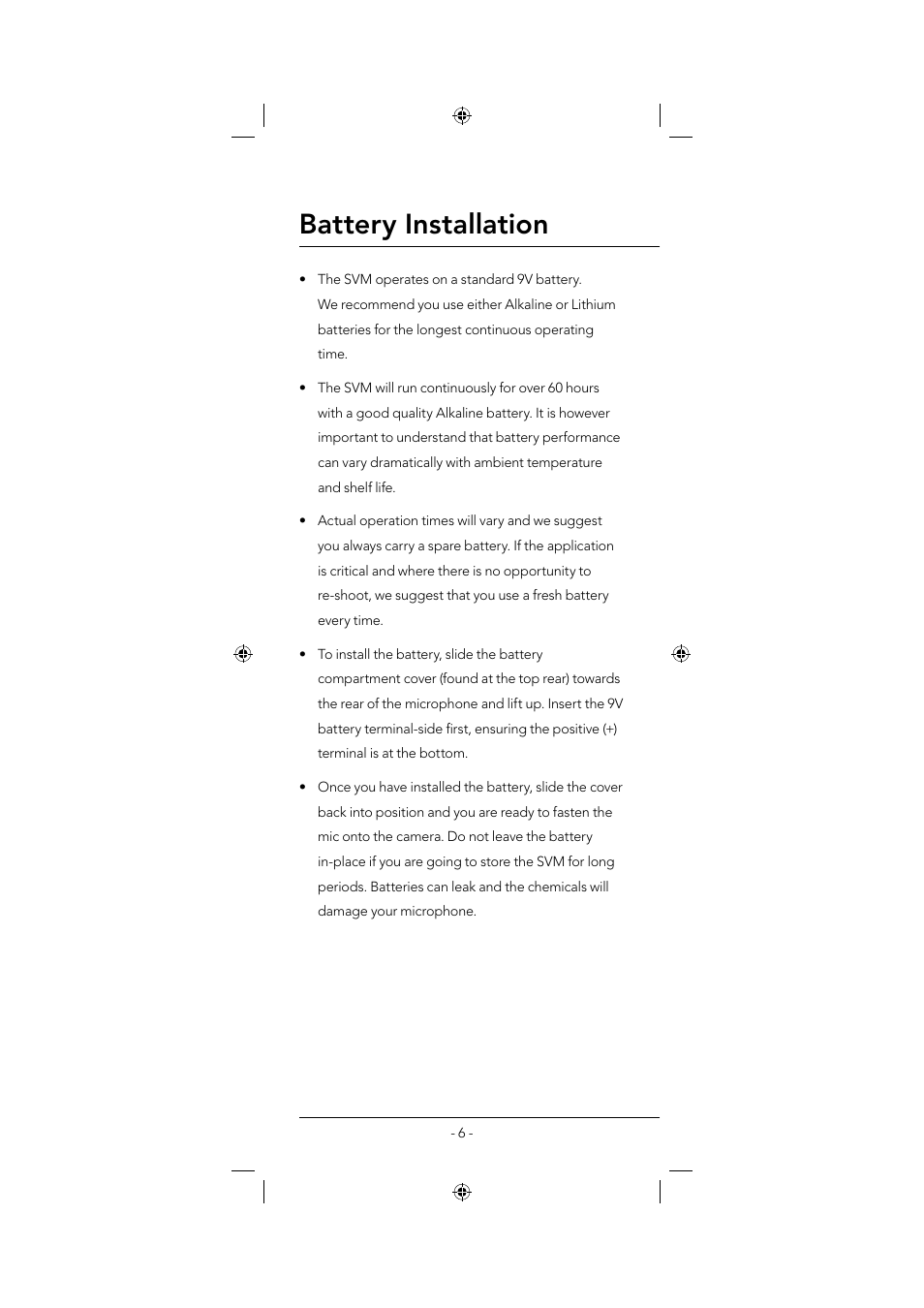 Battery installation | RODE Microphones Stereo VideoMic User Manual | Page 6 / 12