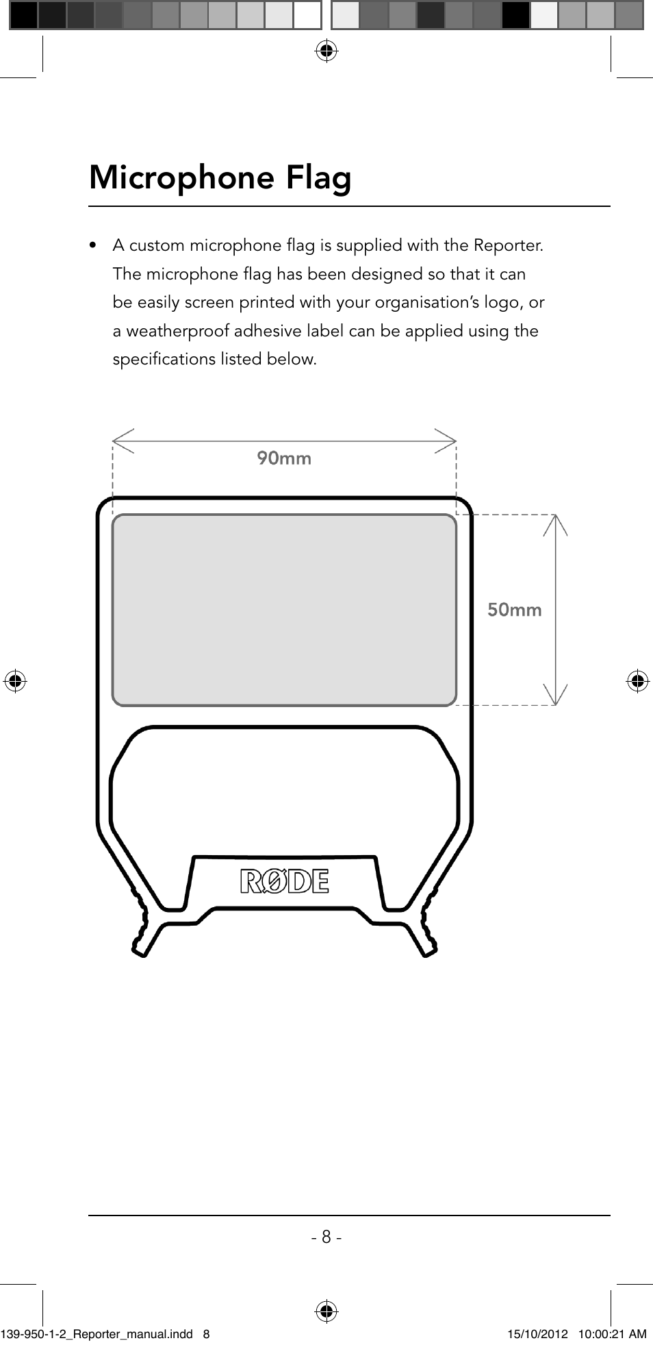 Microphone flag | RODE Microphones Reporter User Manual | Page 8 / 12