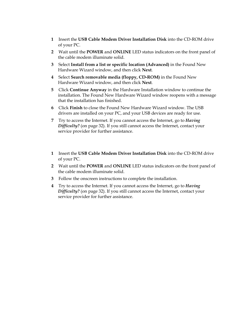 Installing usb drivers on windows xp systems, Installing usb drivers on windows vista systems | Cisco DPQ2202 User Manual | Page 25 / 38