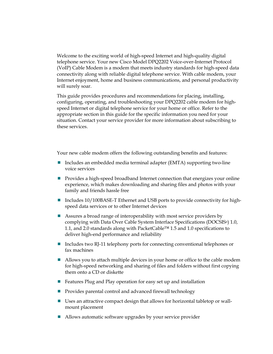 Introduction, Benefits and features | Cisco DPQ2202 User Manual | Page 8 / 38