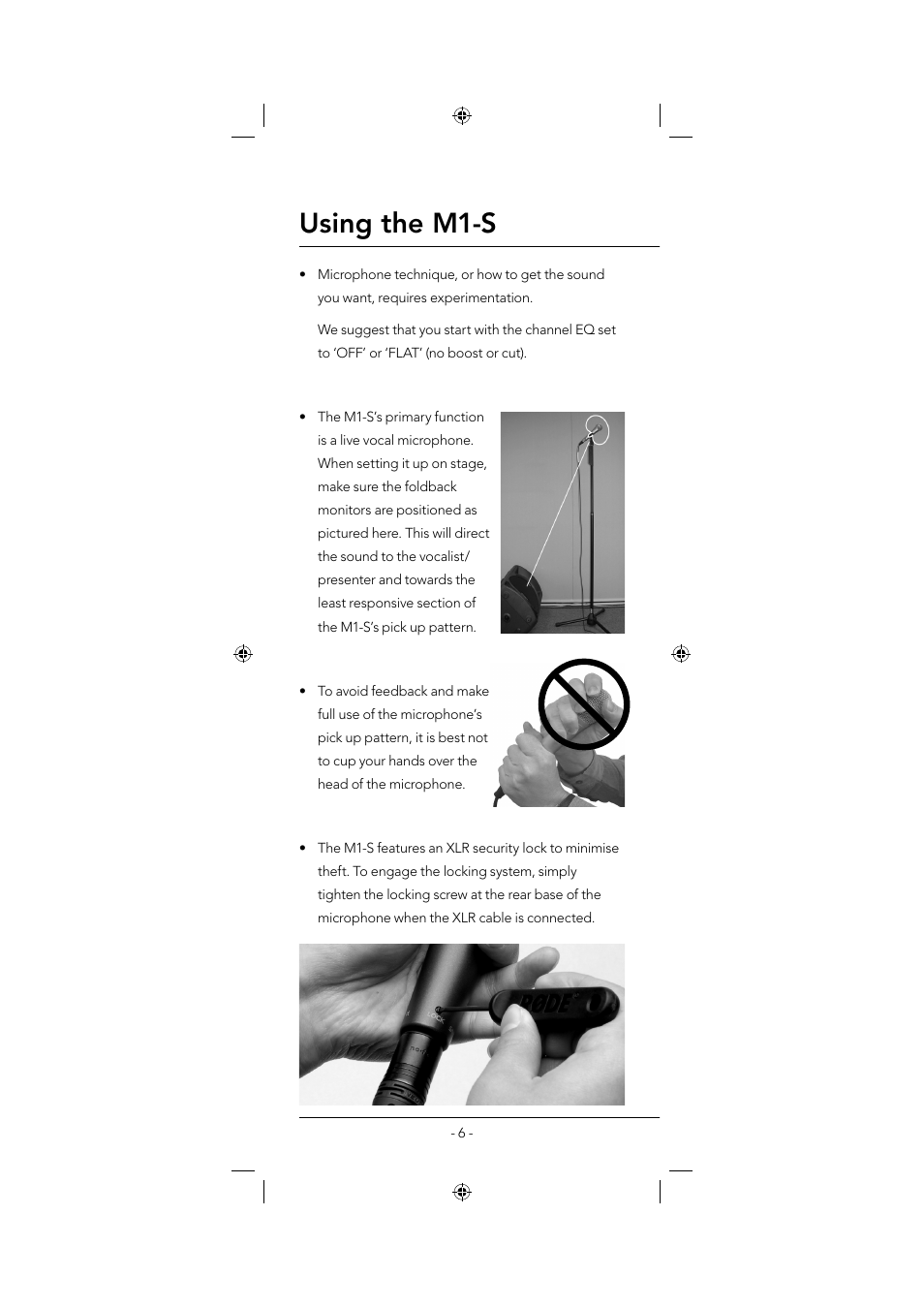 Using the m1-s | RODE Microphones M1-S User Manual | Page 6 / 8