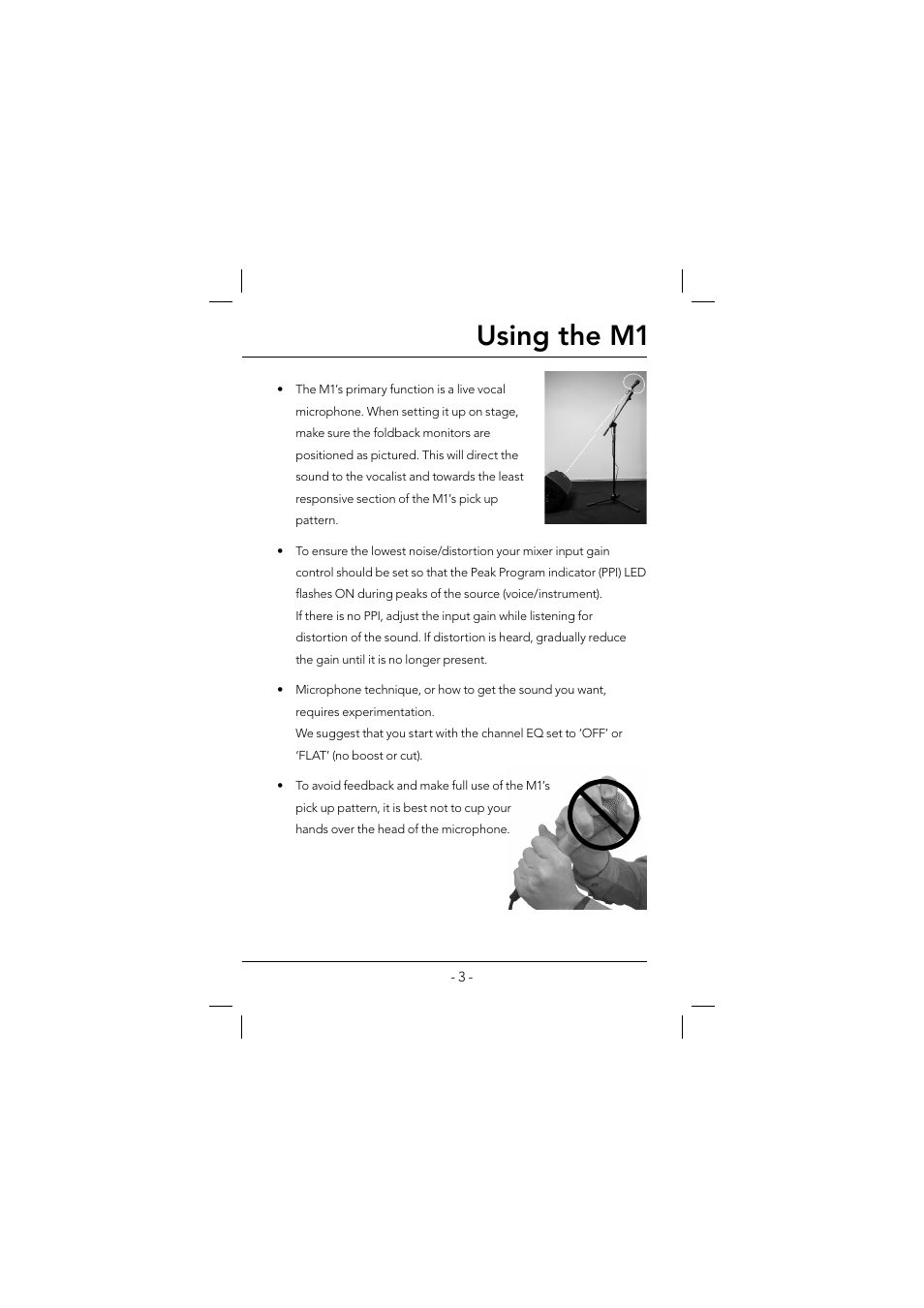 Using the m1 | RODE Microphones M1 User Manual | Page 3 / 4