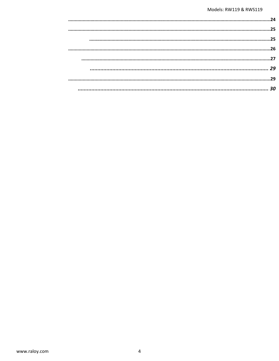 Raloy RW119 User Manual | Page 4 / 29