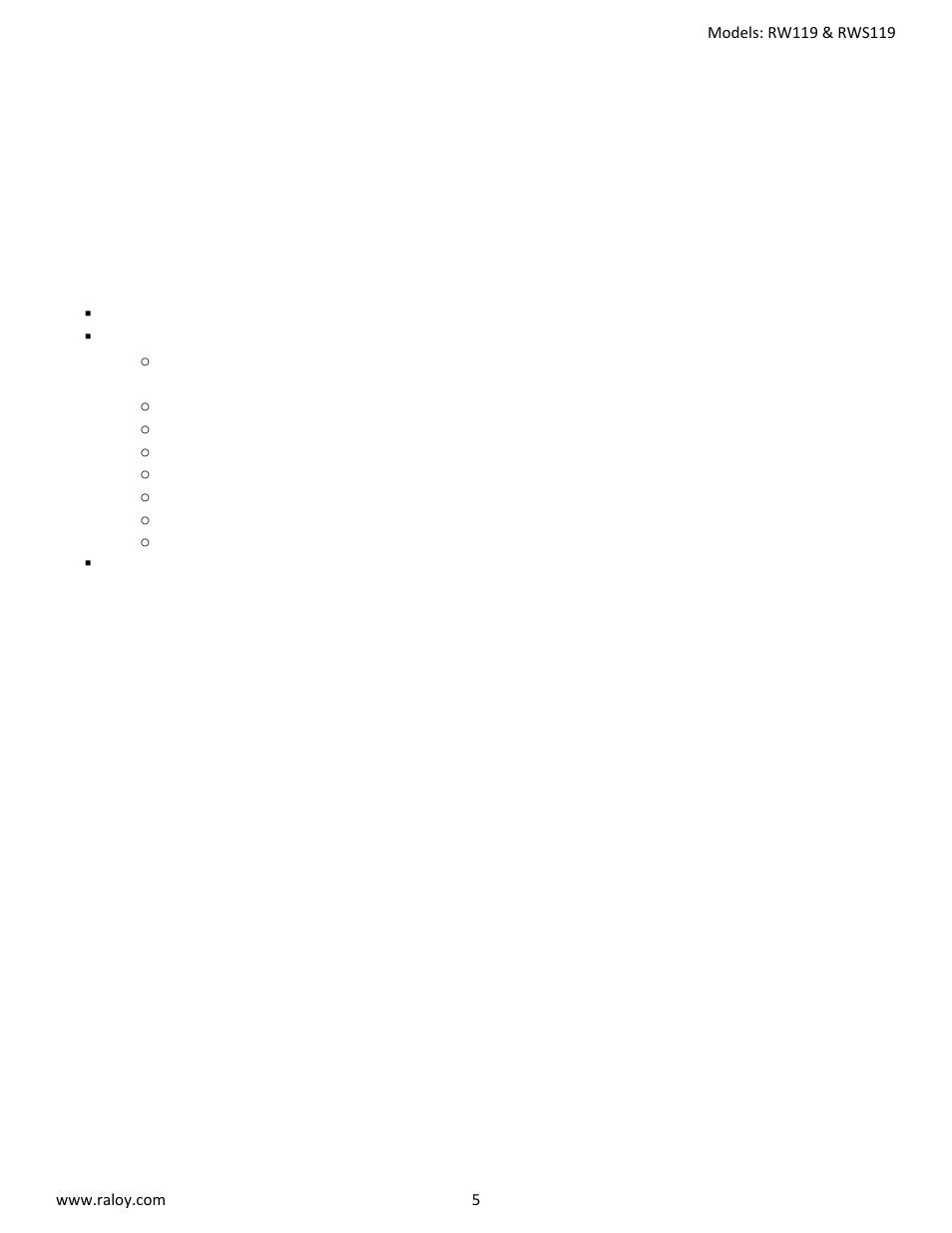 Raloy RW119 User Manual | Page 5 / 29