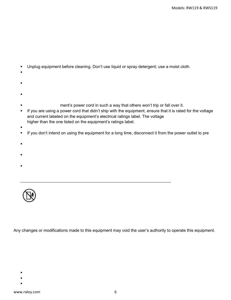 Raloy RW119 User Manual | Page 6 / 29