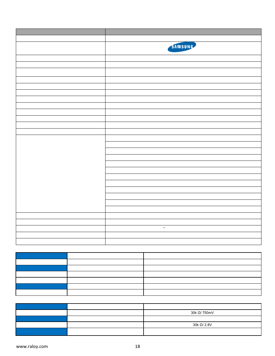 1 specifications, Video connection, Audio connection | Raloy RWX119 User Manual | Page 18 / 24