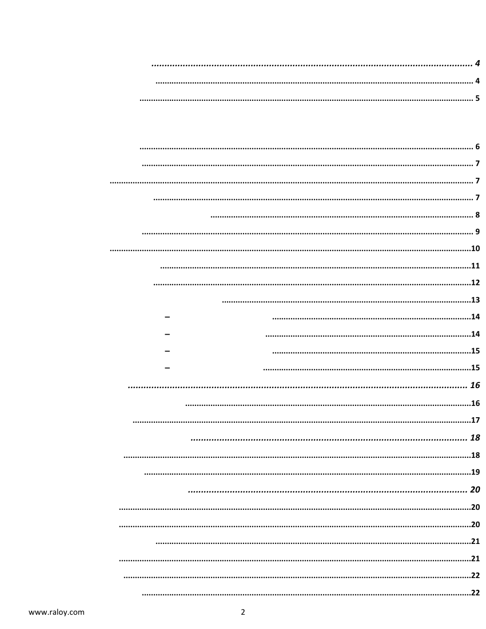 Raloy RWX119 User Manual | Page 2 / 24