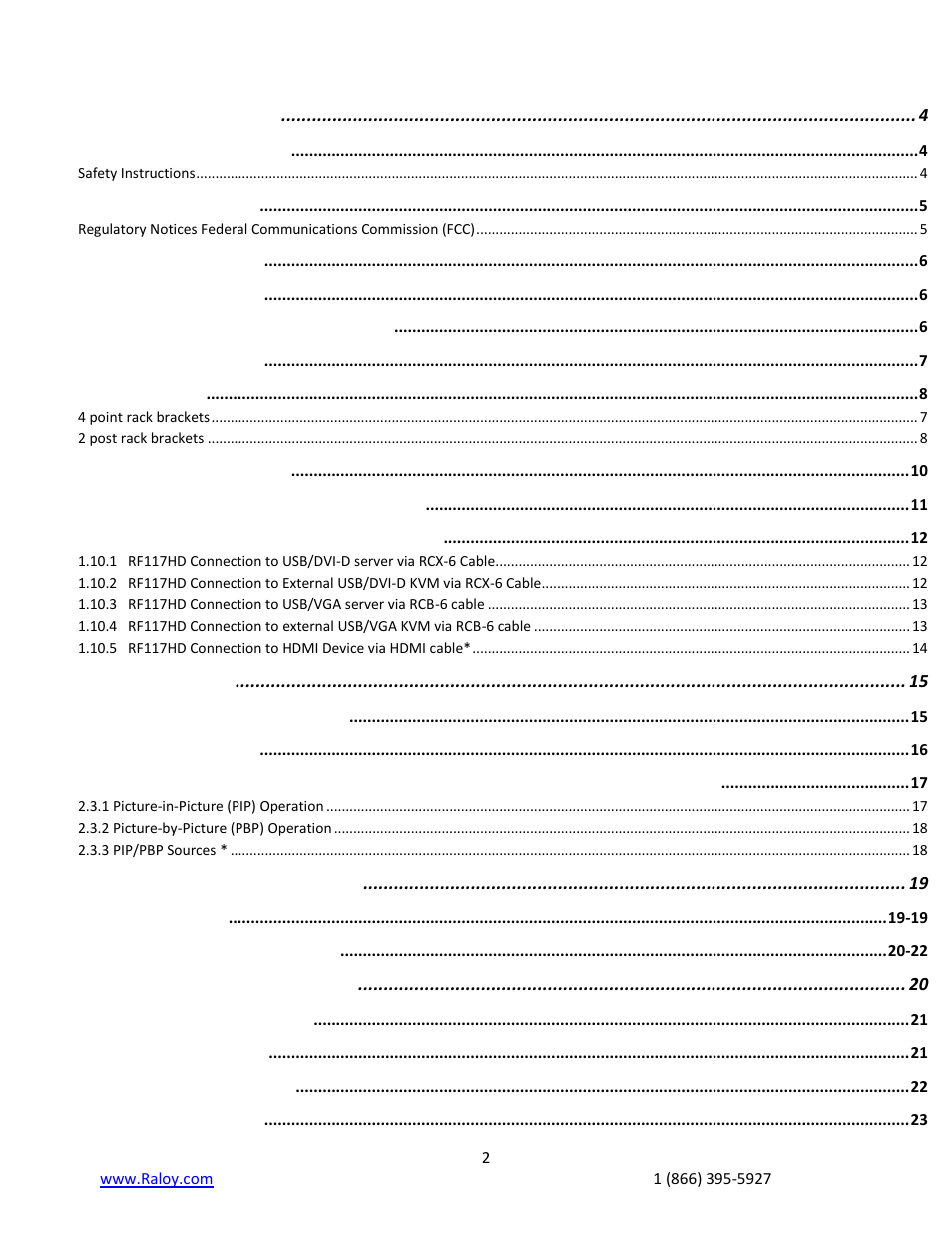 Raloy RF117HD User Manual | Page 2 / 28