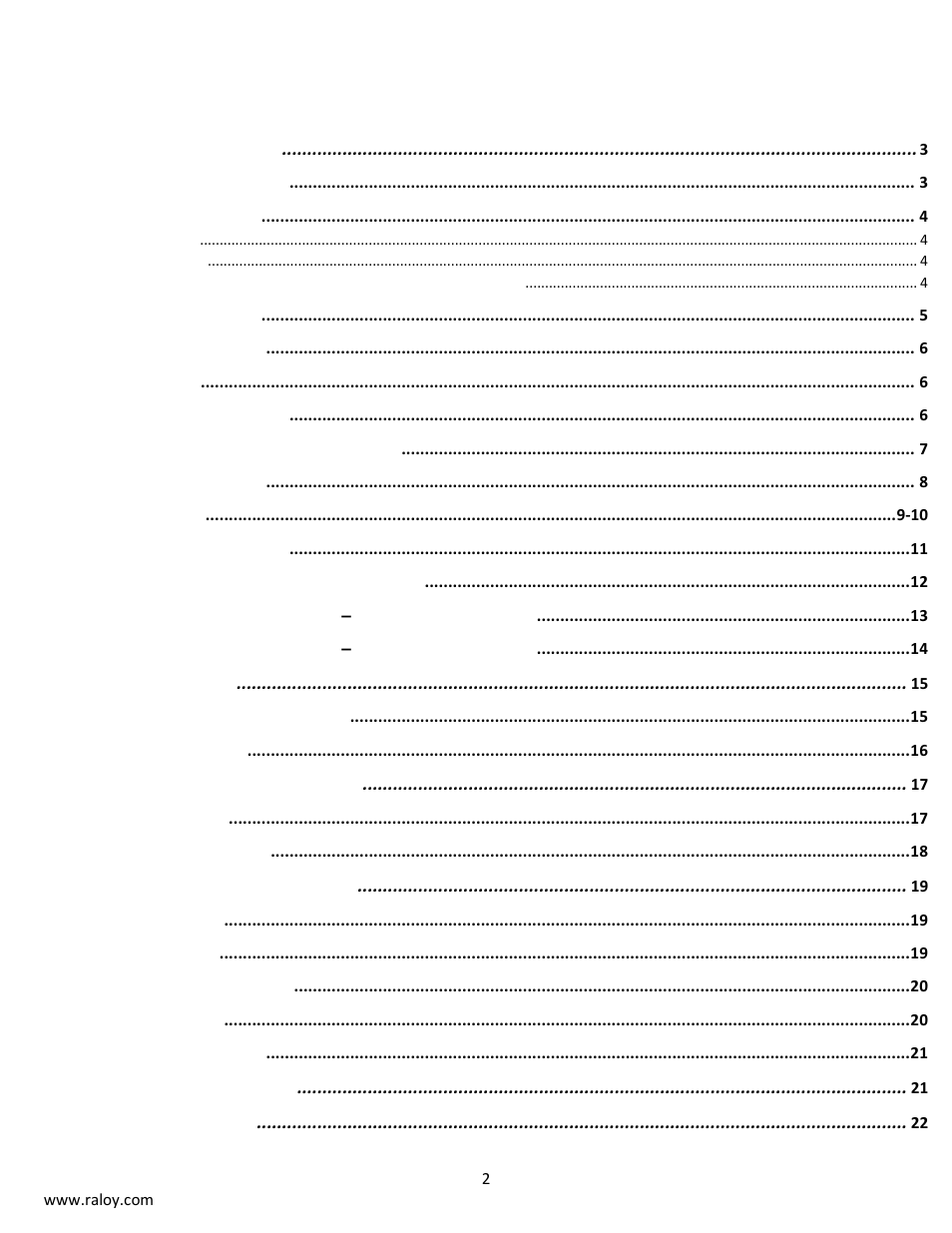 Raloy RN117 User Manual | Page 2 / 22