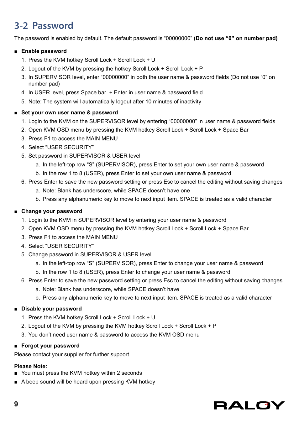2 password | Raloy Basic KVM User Manual | Page 12 / 18