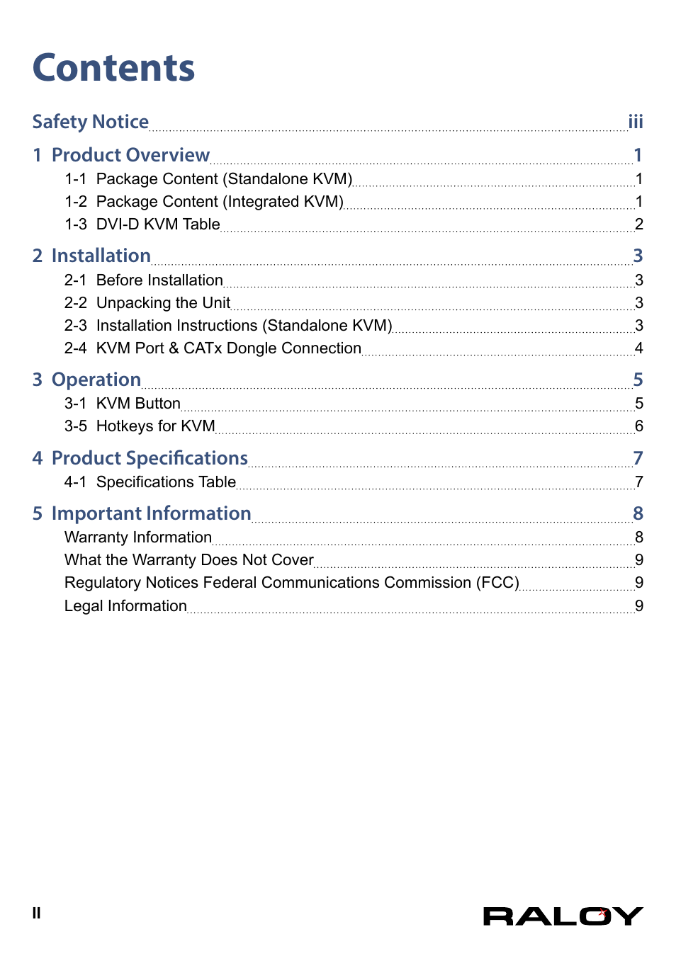 Raloy DVI-D KVM User Manual | Page 2 / 12