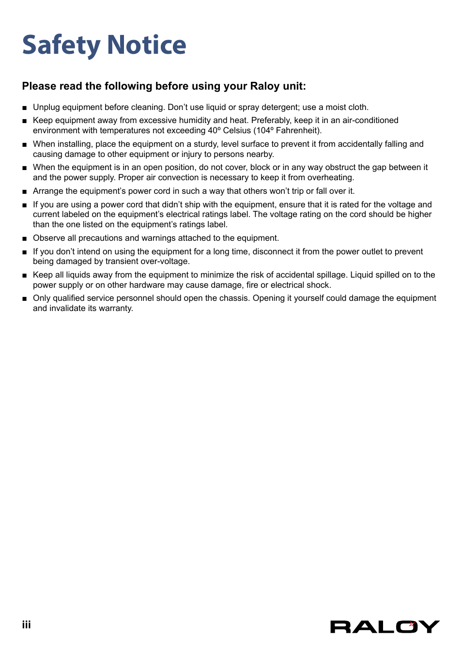 Safety notice | Raloy DVI-D KVM User Manual | Page 3 / 12