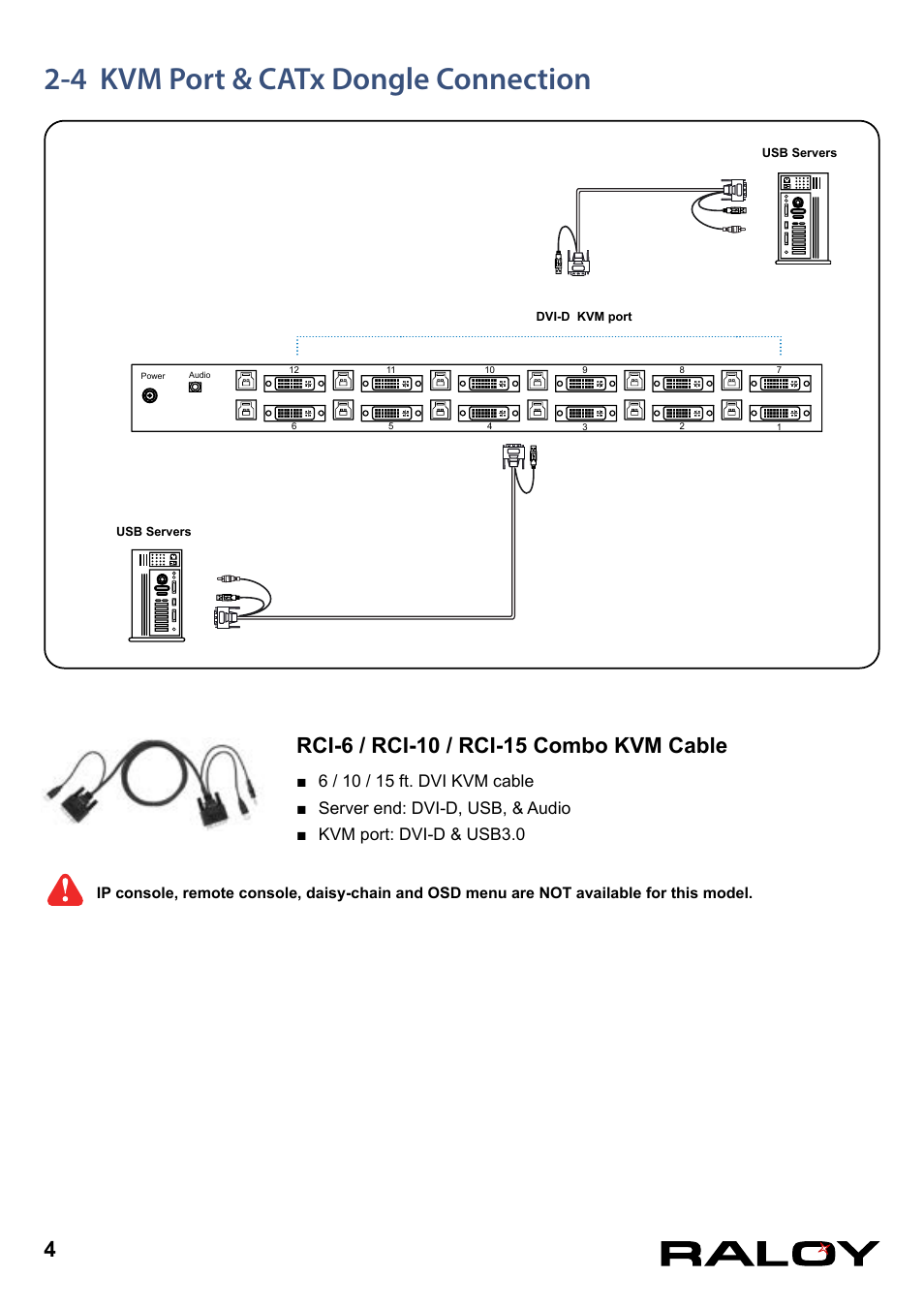 4 kvm port & catx dongle connection | Raloy DVI-D KVM User Manual | Page 7 / 12