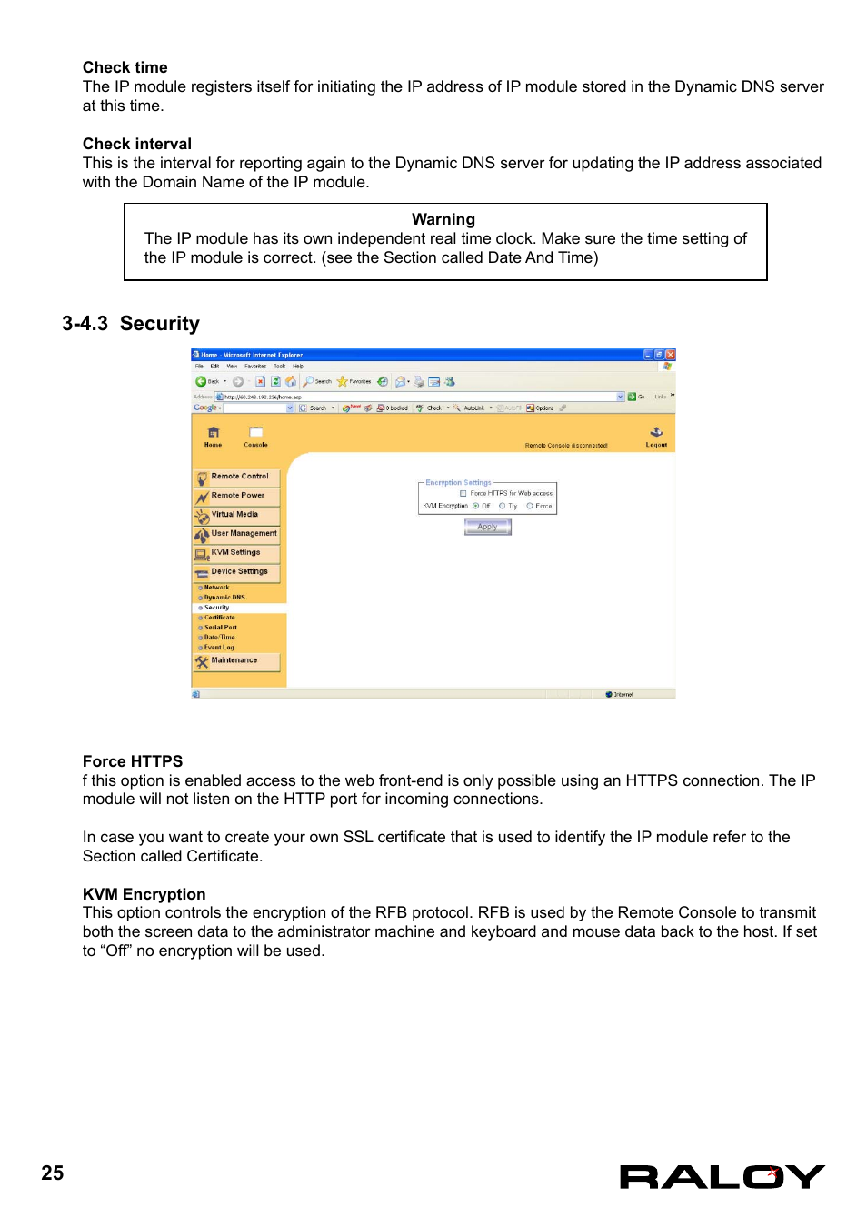 4.3 security | Raloy IP Functions for KVM User Manual | Page 28 / 44